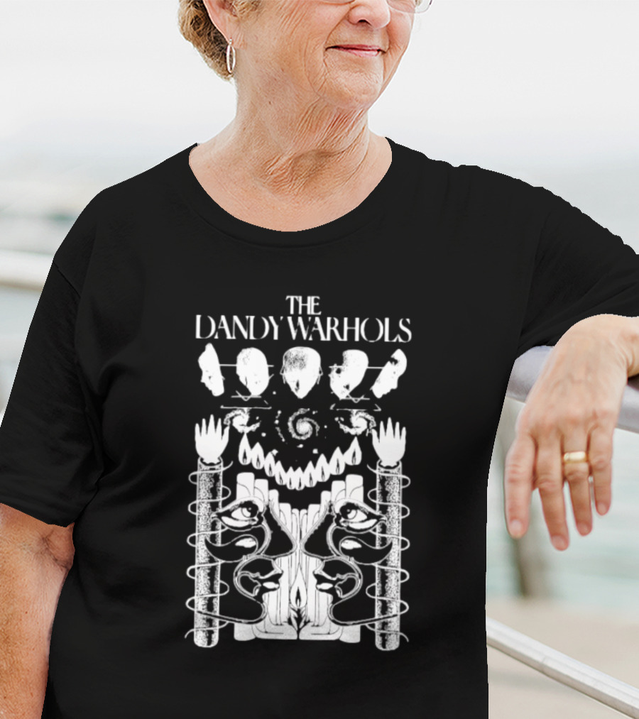The Dandy Warhols 1992 Surreal Psychedelic Art Faces And Hands Spiral T-Shirt