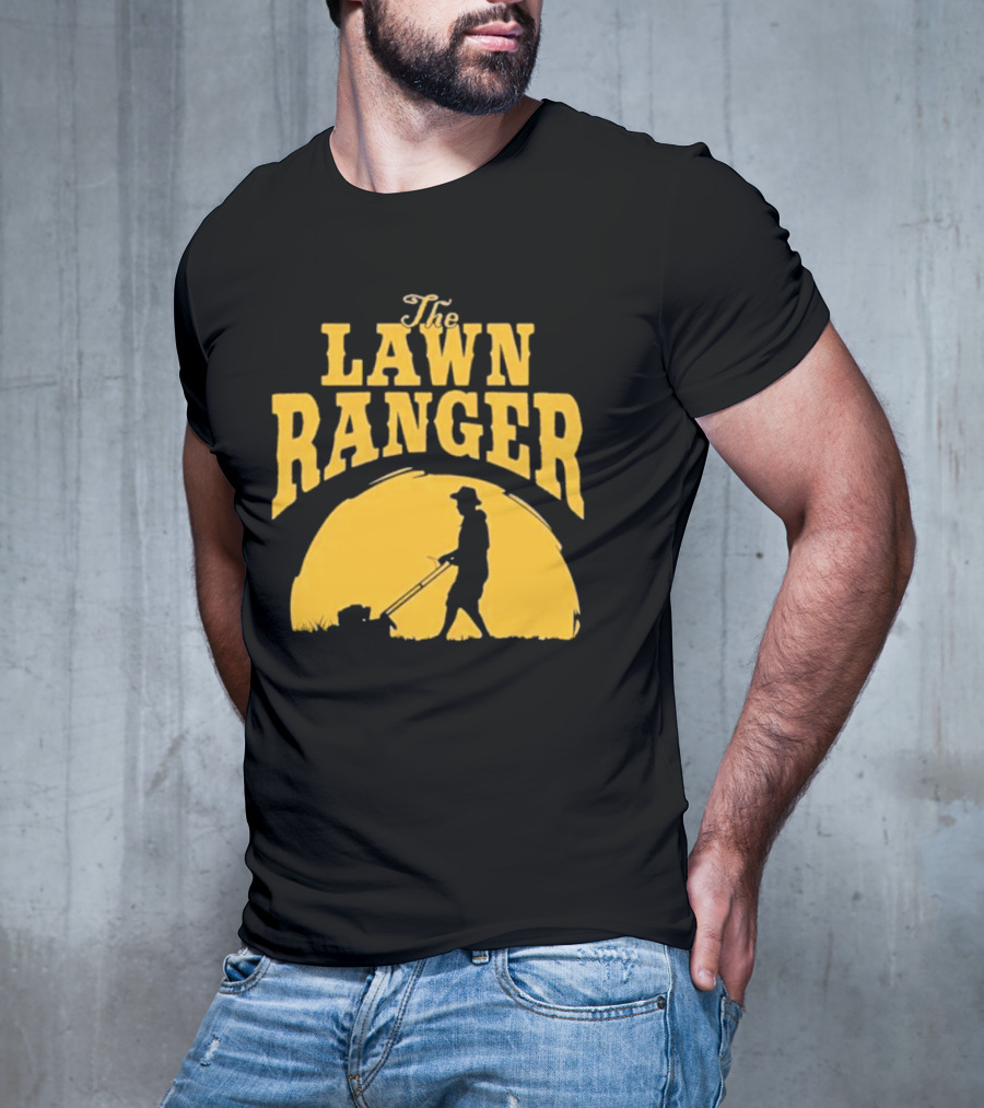 The Lawn Ranger Mower Silhouette Against Setting Sun T-Shirt
