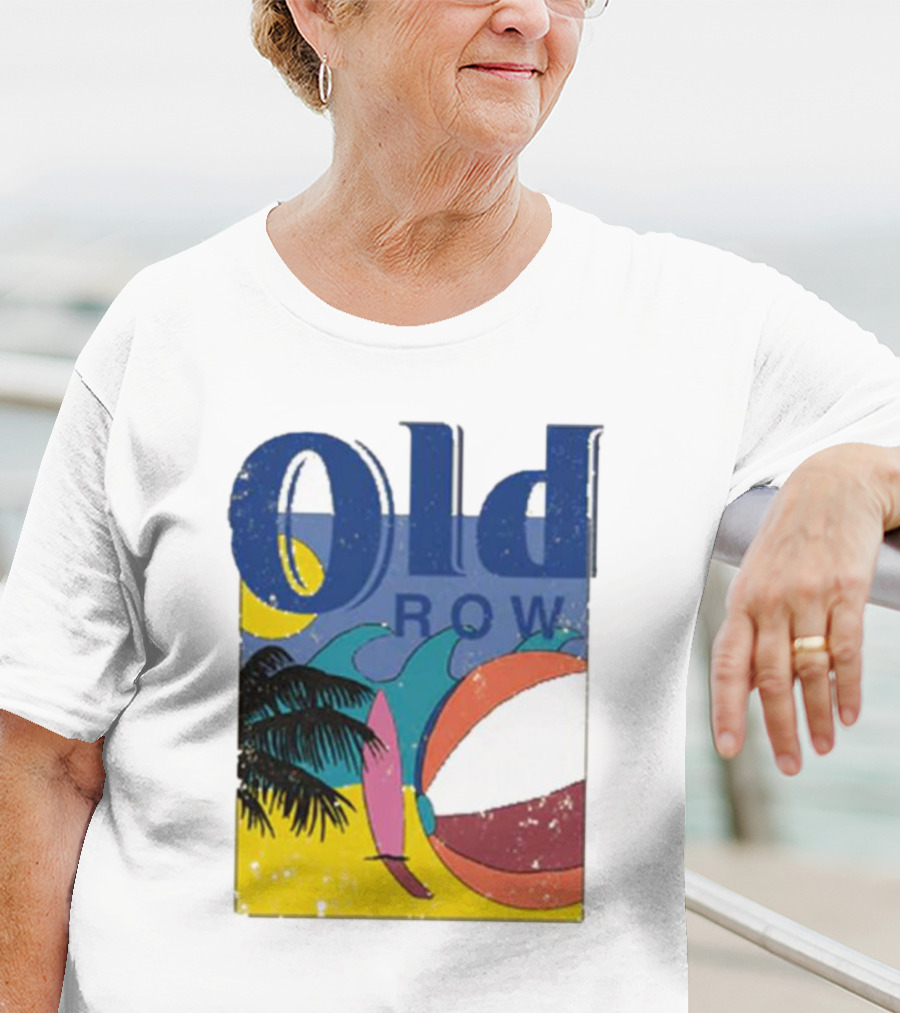 Old Row Beach Scene With Palm Trees And Beach Ball T-Shirt