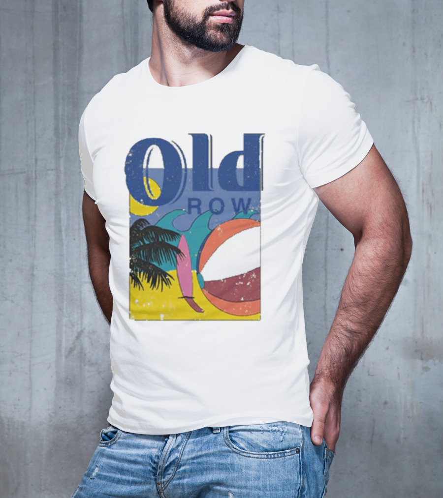 Old Row Beach Scene With Palm Trees And Beach Ball T-Shirt