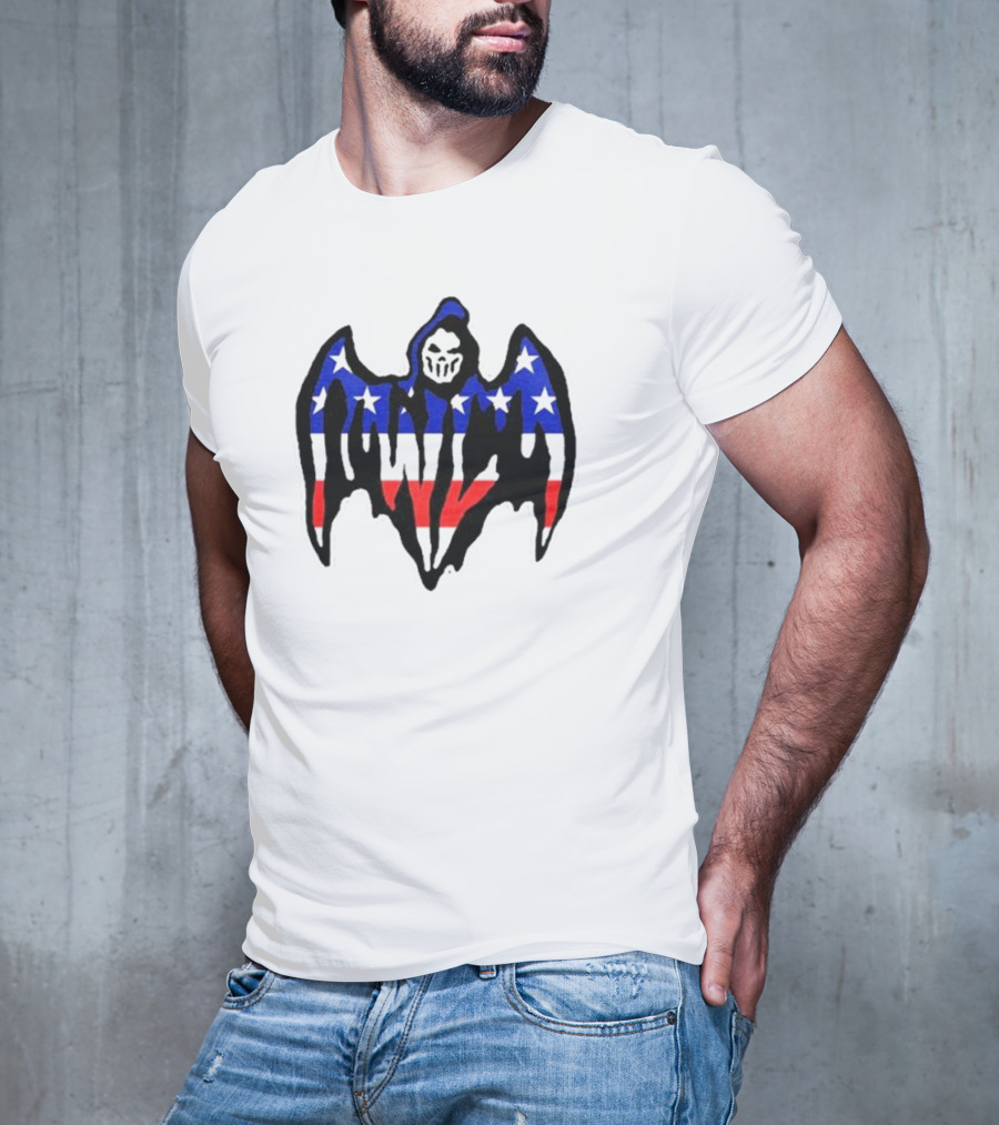 Warren Lotas Patriotic Stars And Stripes Winged Skull T-Shirt