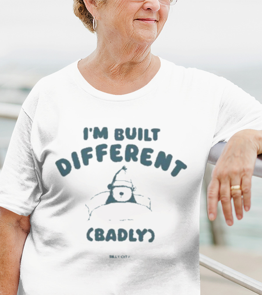 Sillycityco I’m Built Different Badly Funny Santa Hat Character T-Shirt