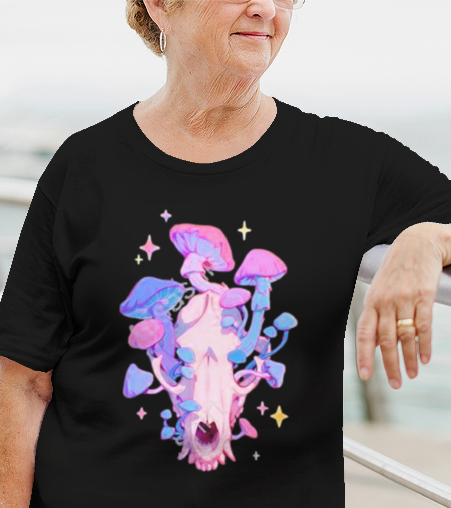 Simkaye Storenvy Magic Raccoon Skull Psychedelic Mushrooms Stars T-Shirt