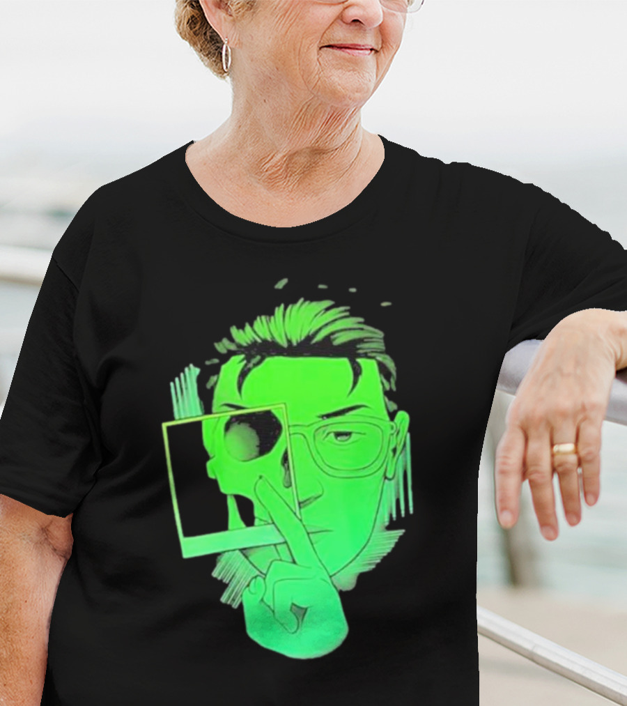 Skull Polaroid Green Neon Portrait Framerate T-Shirt