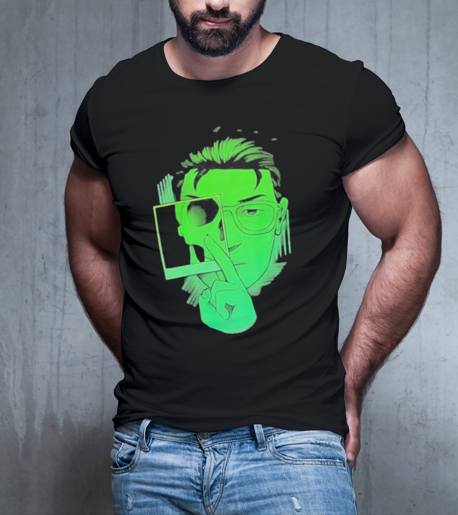 Skull Polaroid Green Neon Portrait Framerate T-Shirt