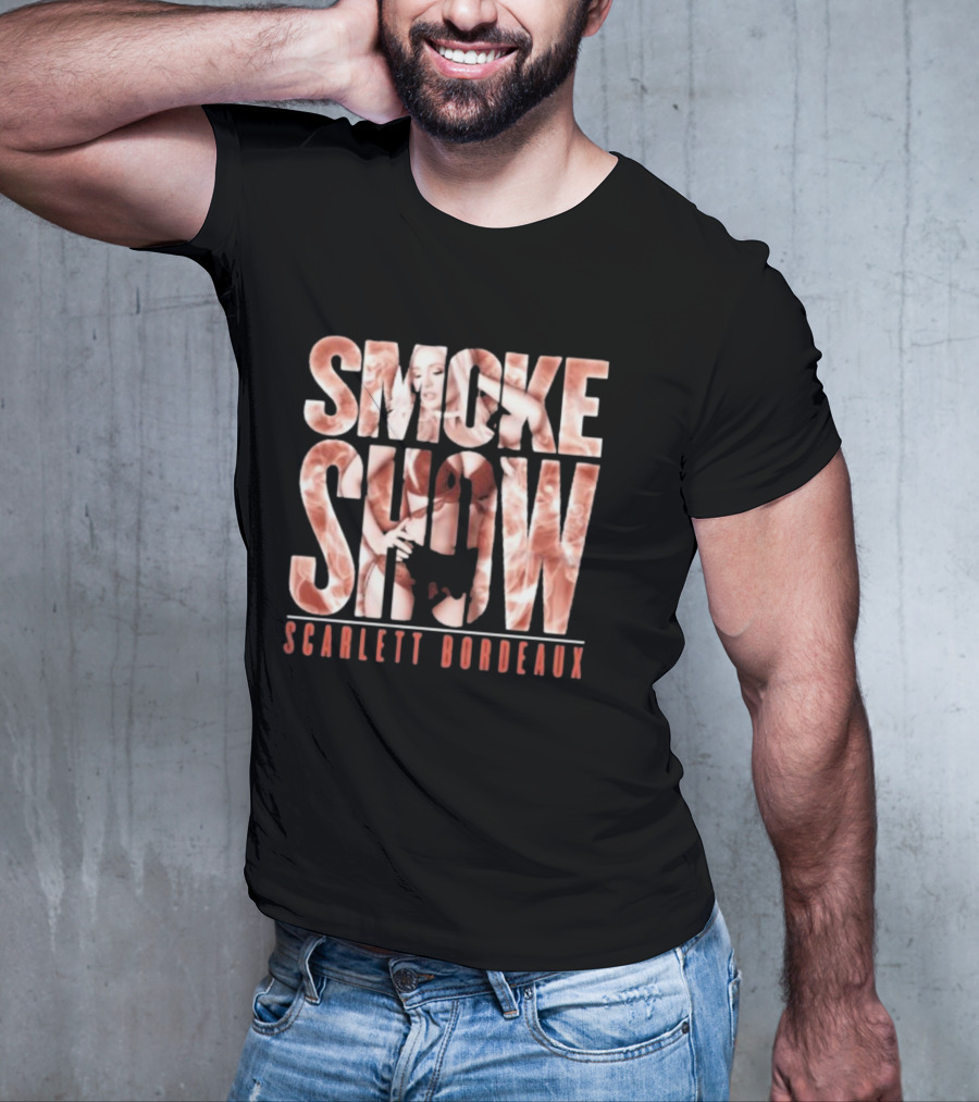 SMOKE SHOW SCARLETT BORDEAUX Text And Image Combination T-Shirt