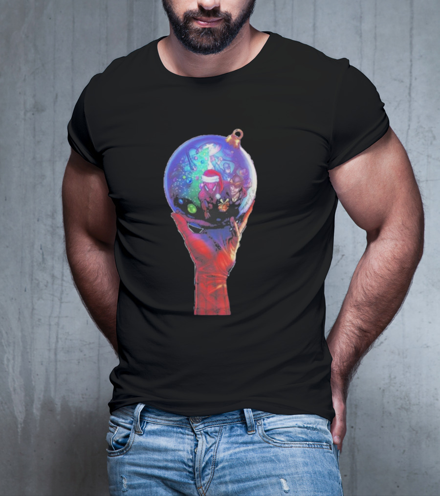 Spider-Man Christmas Ornament With Santa Hat Reflection T-Shirt