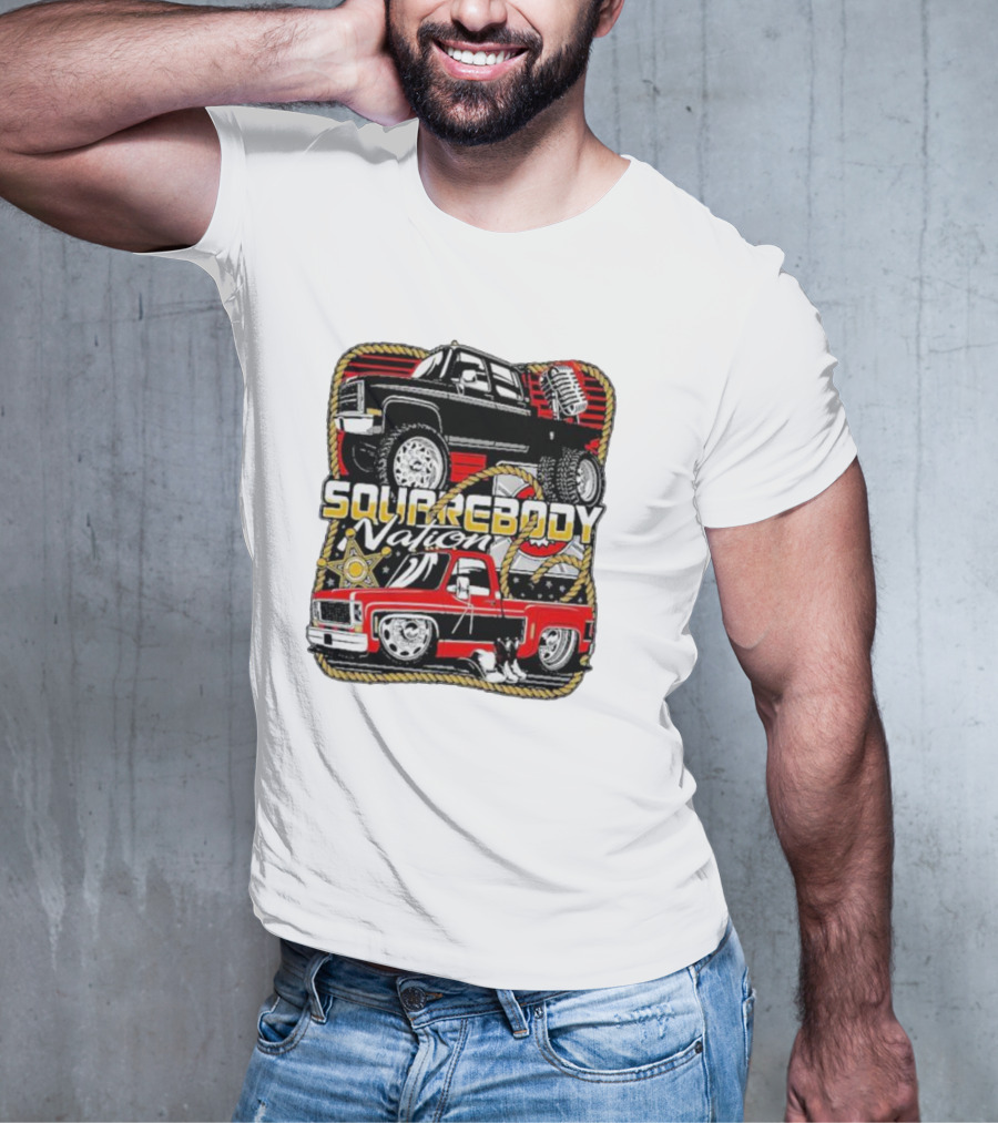 Squarebody Nation Pick Up Trucks And Cowboys Icons T-Shirt