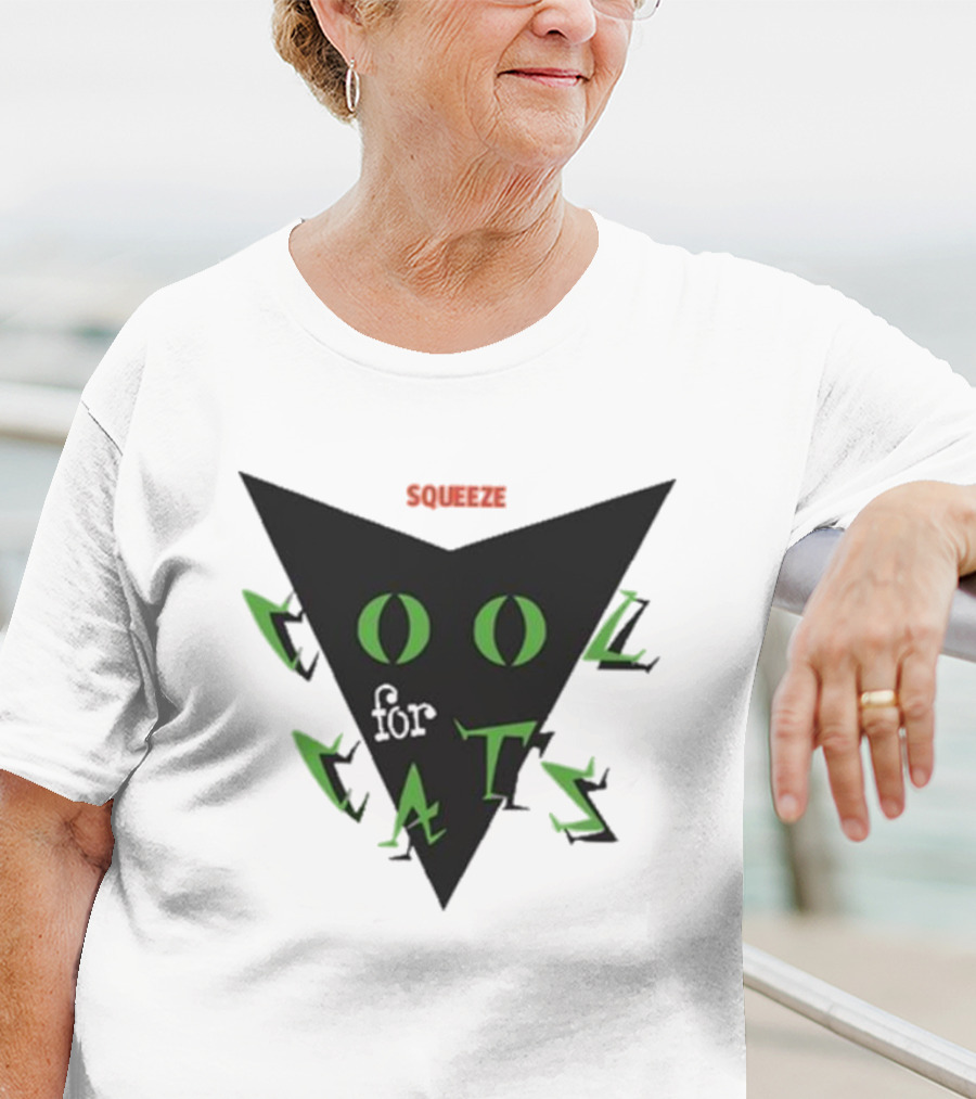Squeeze Cool For Cats Black Green Eyes Triangle T-Shirt