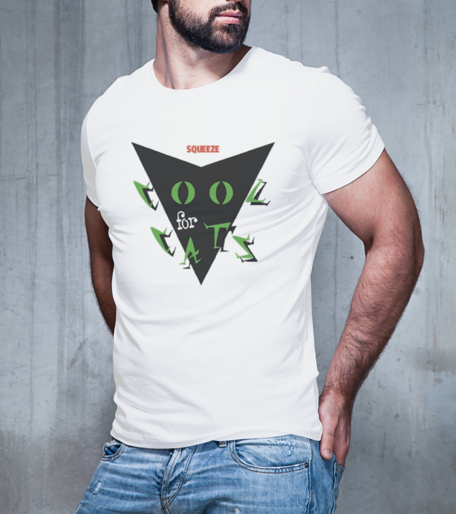 Squeeze Cool For Cats Black Green Eyes Triangle T-Shirt