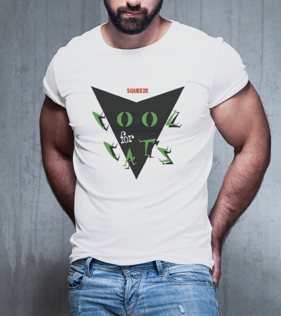 Squeeze Cool For Cats Black Green Eyes Triangle T-Shirt