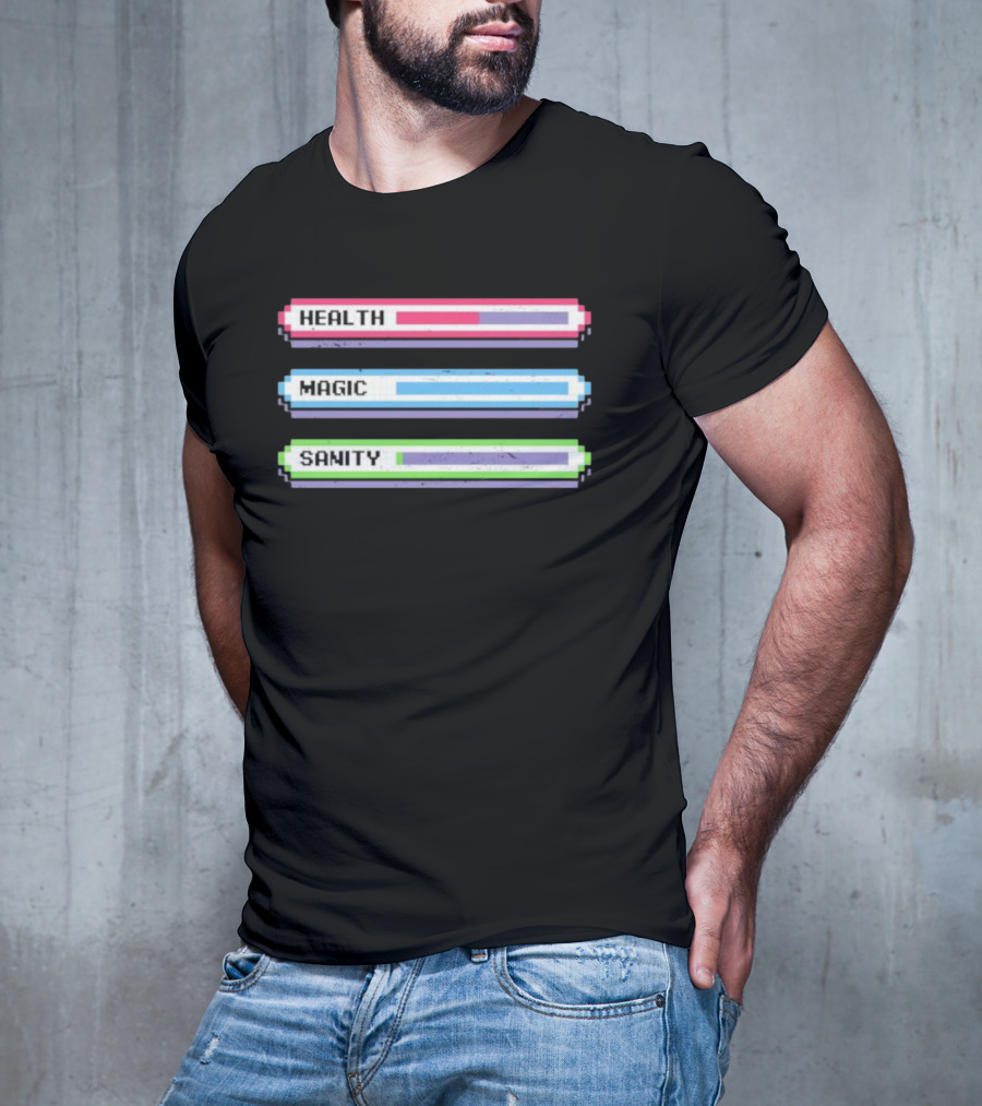Health Magic Sanity Stats Bar Pixel T-Shirt