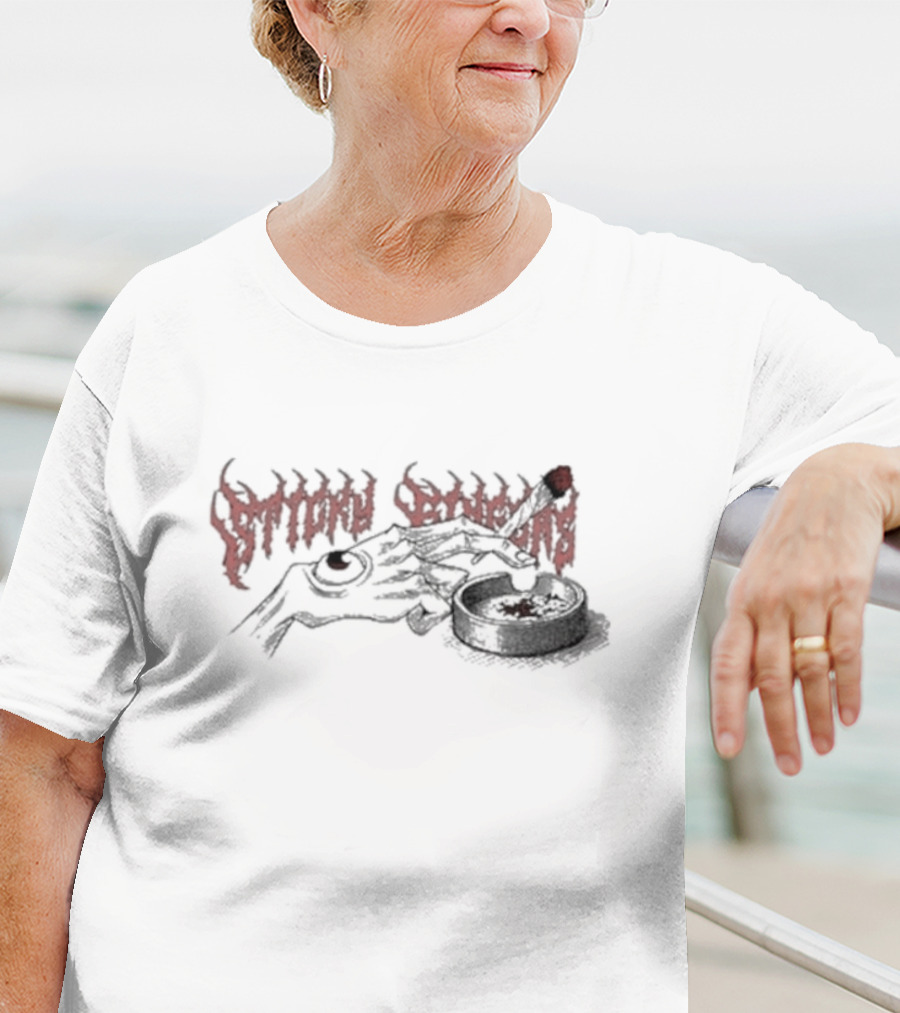 Sticky Fingers Skeleton Hand Cigarette Ashtray T-Shirt