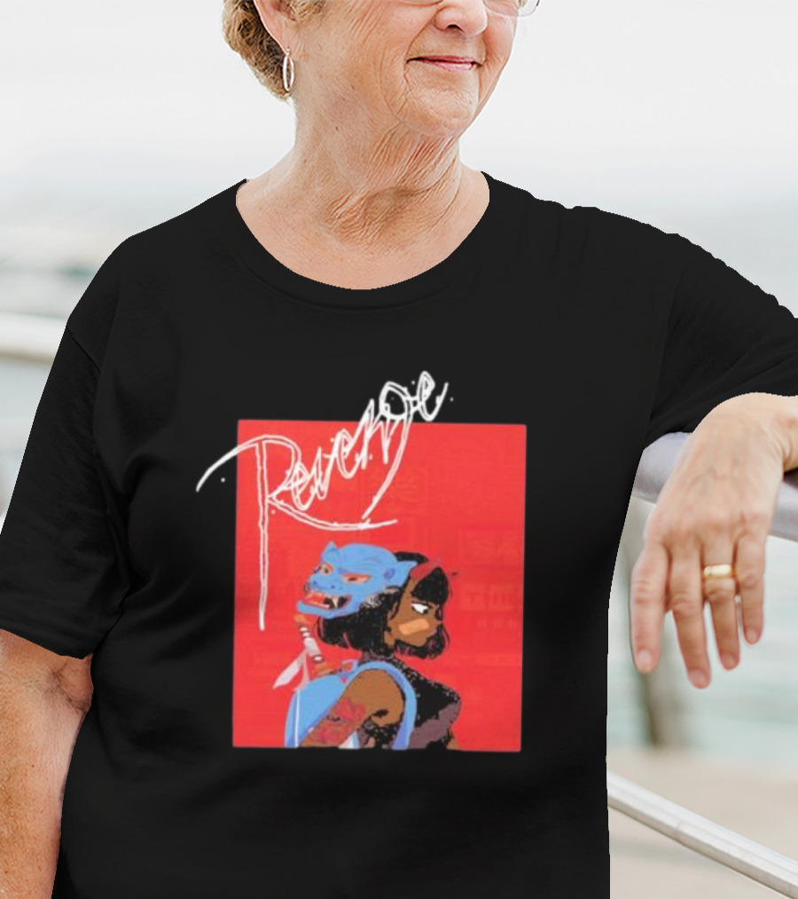 Revenge Warrior With Blue Mask And Bold Typography T-Shirt