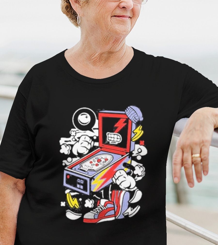 Stern Pinball Lightning Bolt Cartoon Sneakers T-Shirt