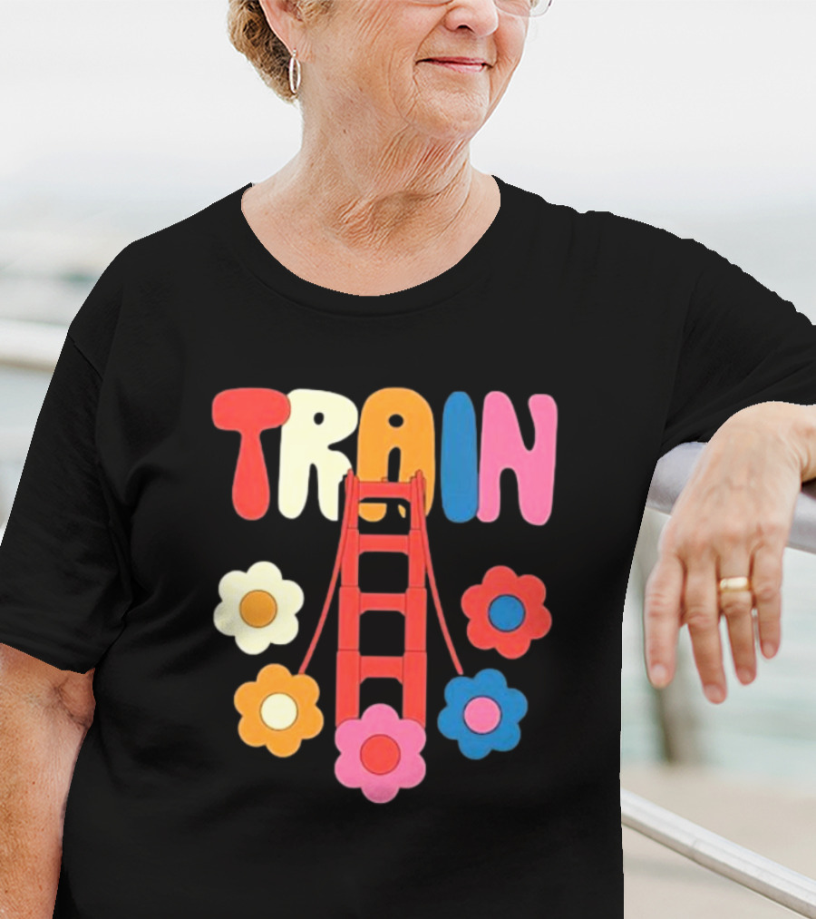 Train Golden Bridge Flowers T-Shirt
