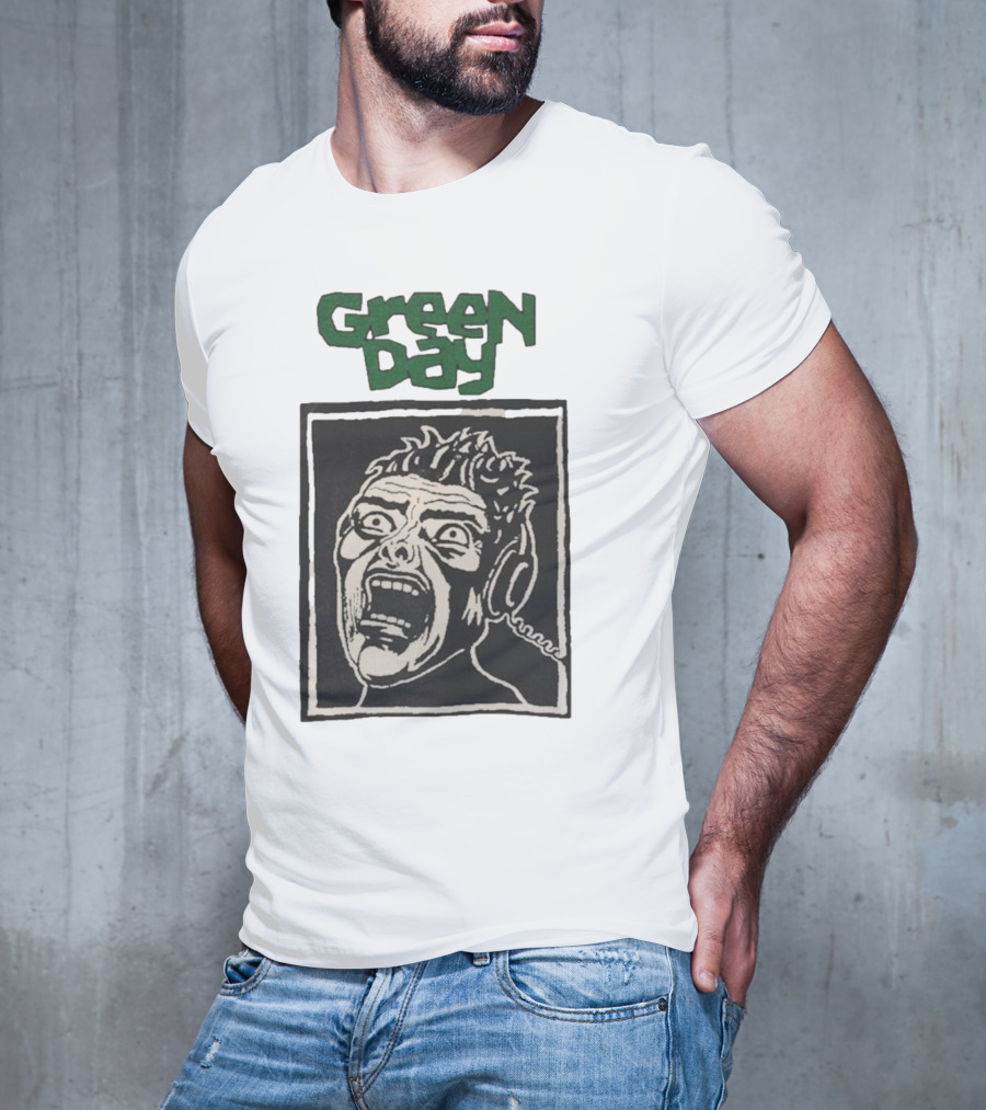 Rare Vintage Green Day Basket Case Iconic Screaming Face T-Shirt