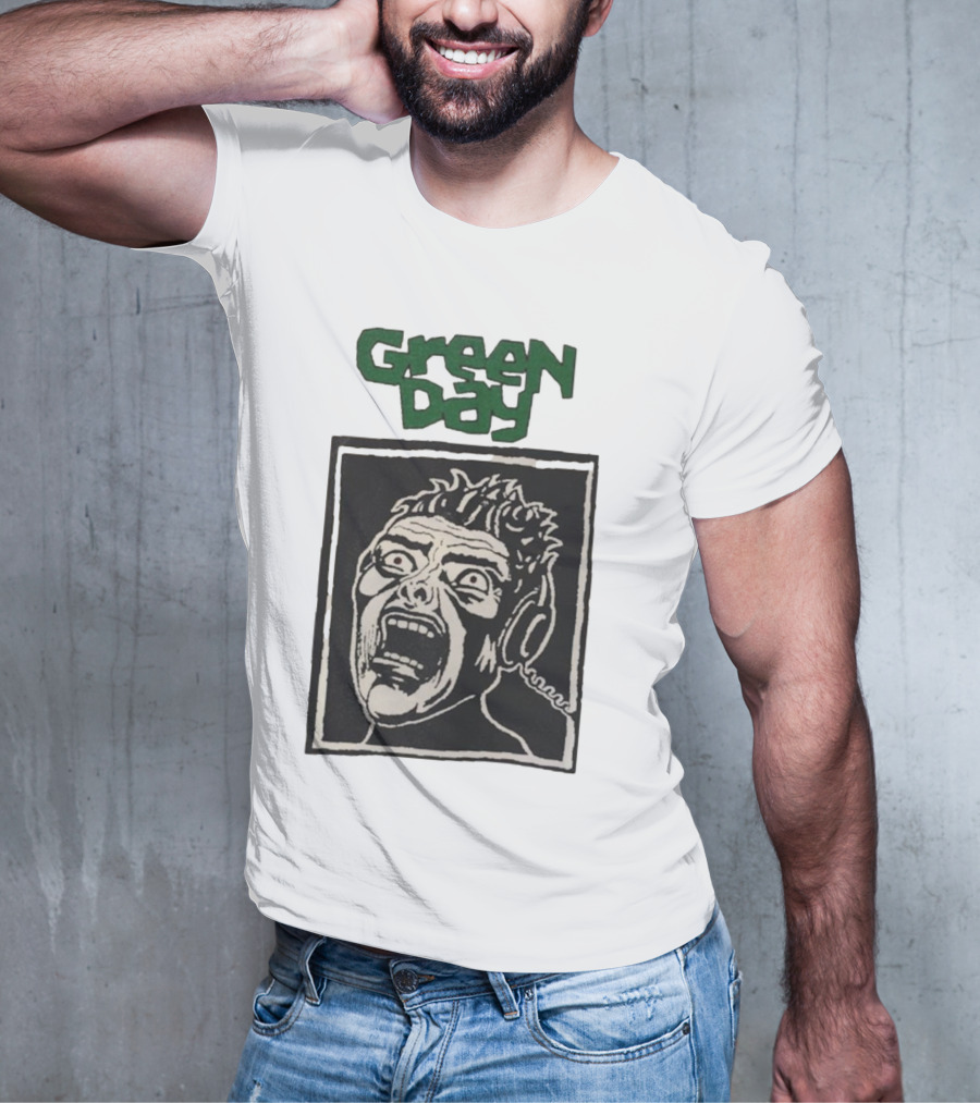 Rare Vintage Green Day Basket Case Iconic Screaming Face T-Shirt