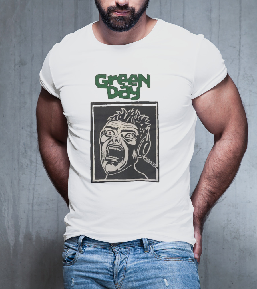 Rare Vintage Green Day Basket Case Iconic Screaming Face T-Shirt