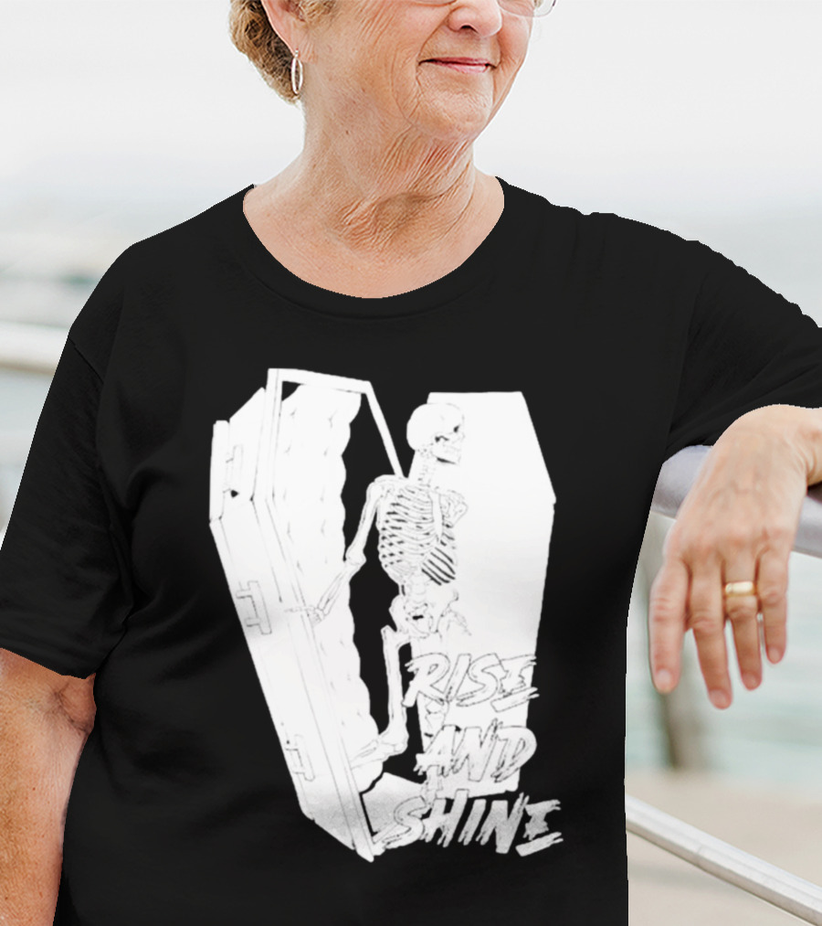 Rise And Shine Skeleton Emerging From Coffin T-Shirt