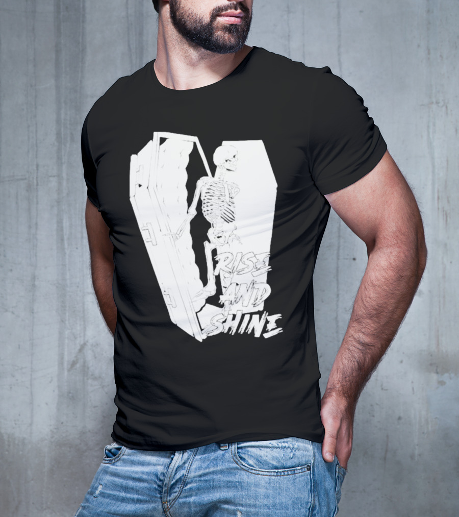 Rise And Shine Skeleton Emerging From Coffin T-Shirt