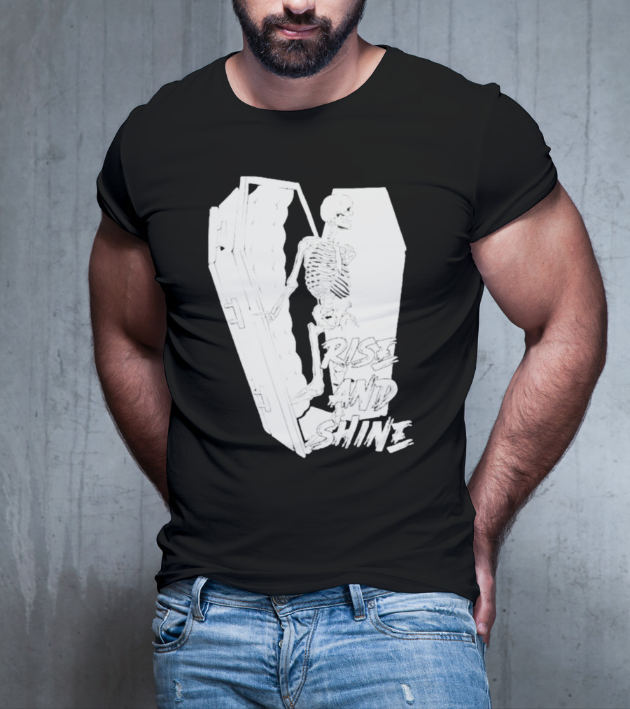 Rise And Shine Skeleton Emerging From Coffin T-Shirt