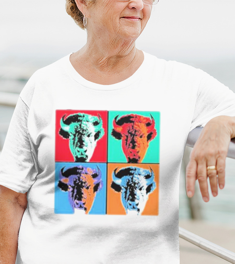 Pop Art Buffalo Quadrant In Vibrant Colors T-Shirt