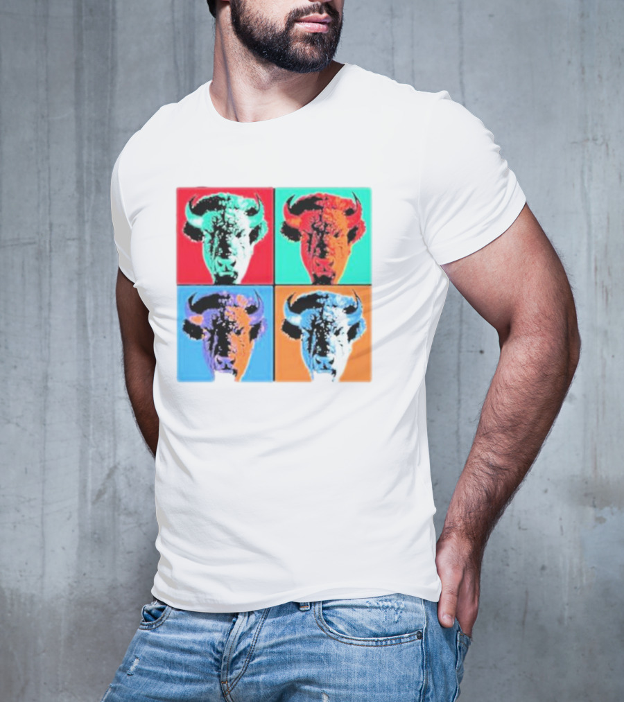 Pop Art Buffalo Quadrant In Vibrant Colors T-Shirt