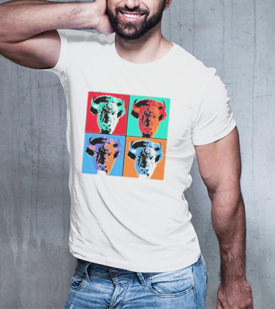 Pop Art Buffalo Quadrant In Vibrant Colors T-Shirt