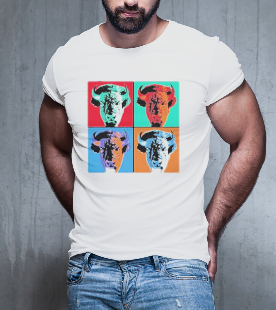 Pop Art Buffalo Quadrant In Vibrant Colors T-Shirt