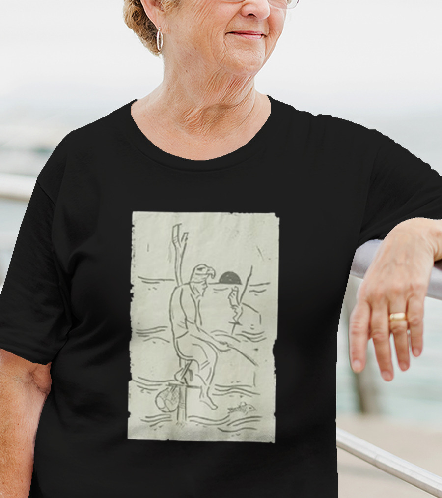 Sage Sri Lanka Stilt Fisherman Drawing T-Shirt