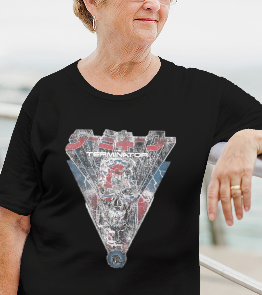Terminator Kanji Retro Skull Lightning Glow In The Dark T-Shirt