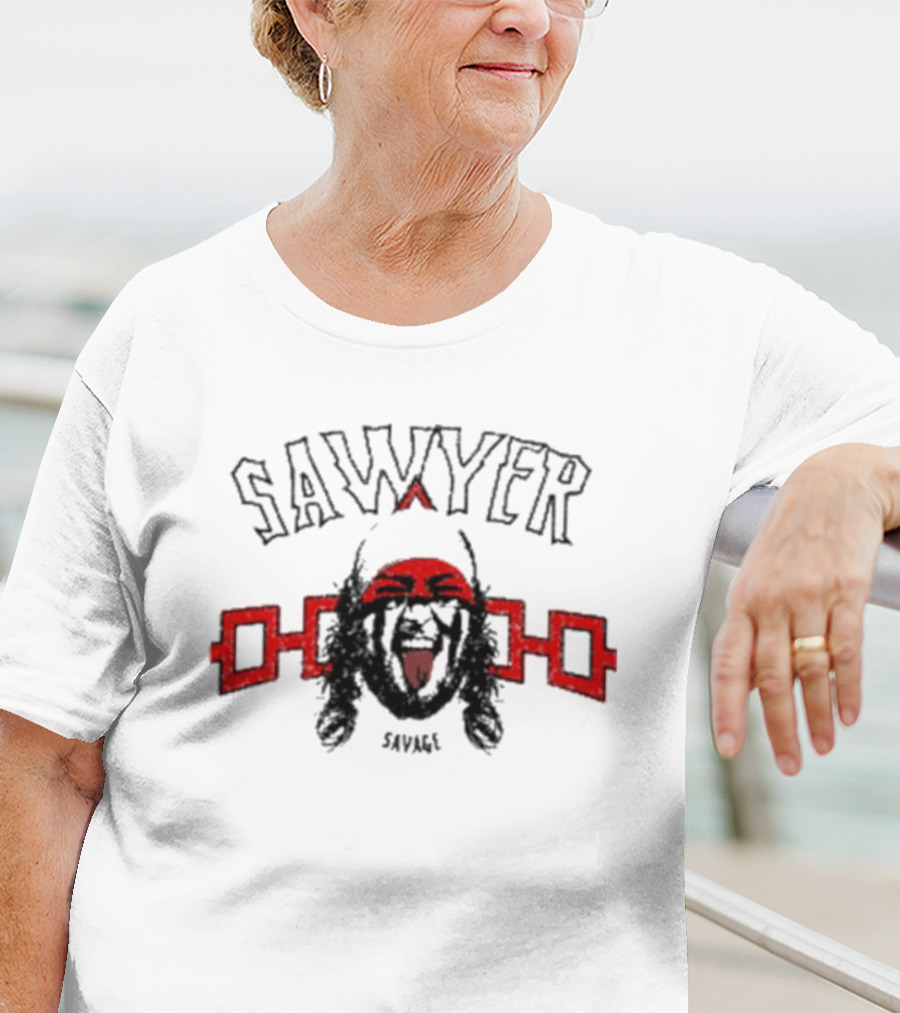 Sawyer Savage Graphic With Red Tribal Elements T-Shirt
