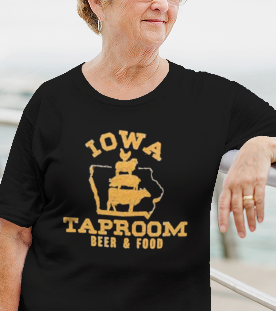 Iowa Taproom Beer And Food Farm Animals Stacked In Iowa Shape T-Shirt