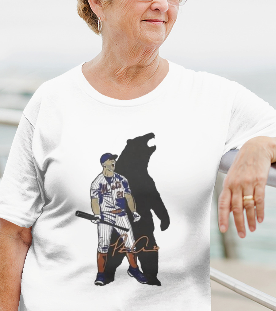 New York Mets Pete Alonso Signature And Shadow Baseball Fan T-Shirt