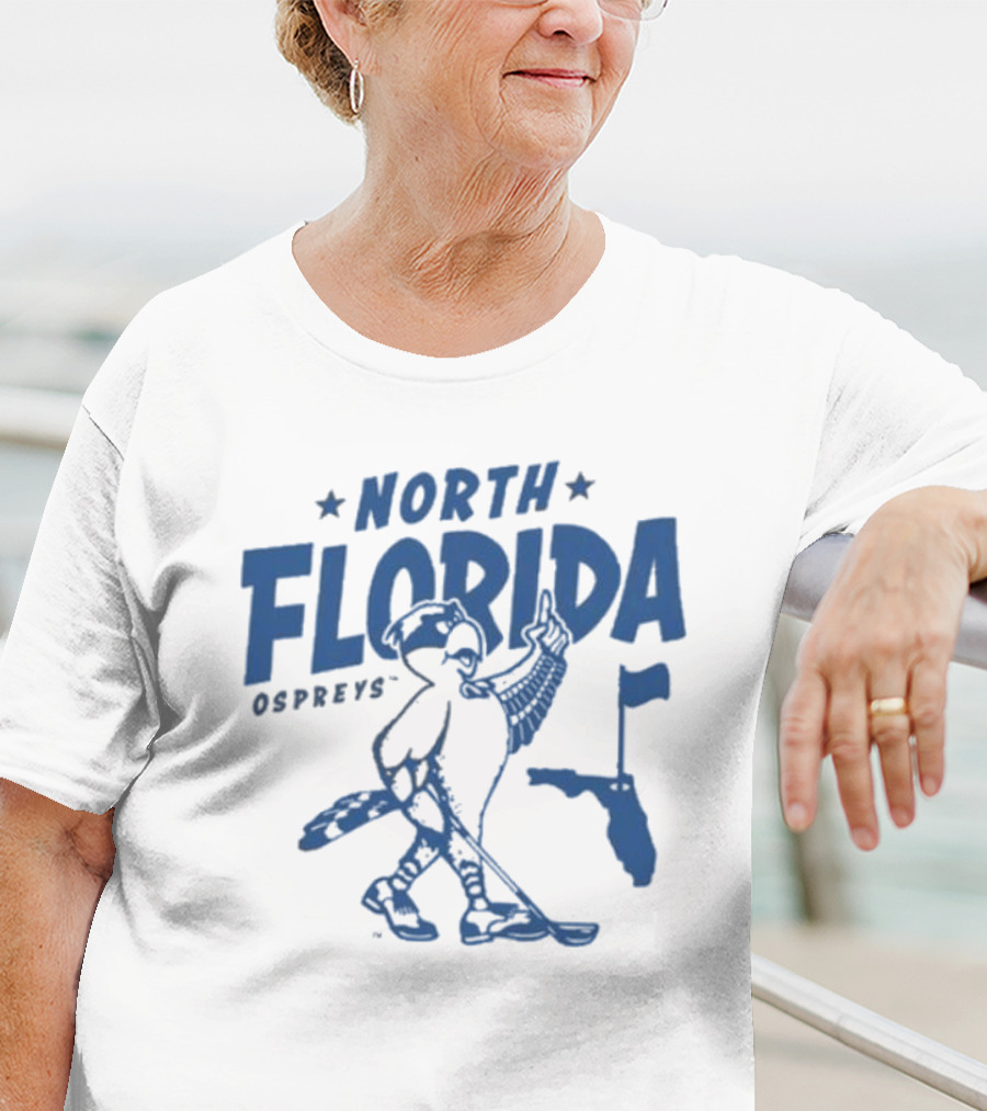 North Florida Ospreys Golfing Mascot Florida Map T-Shirt