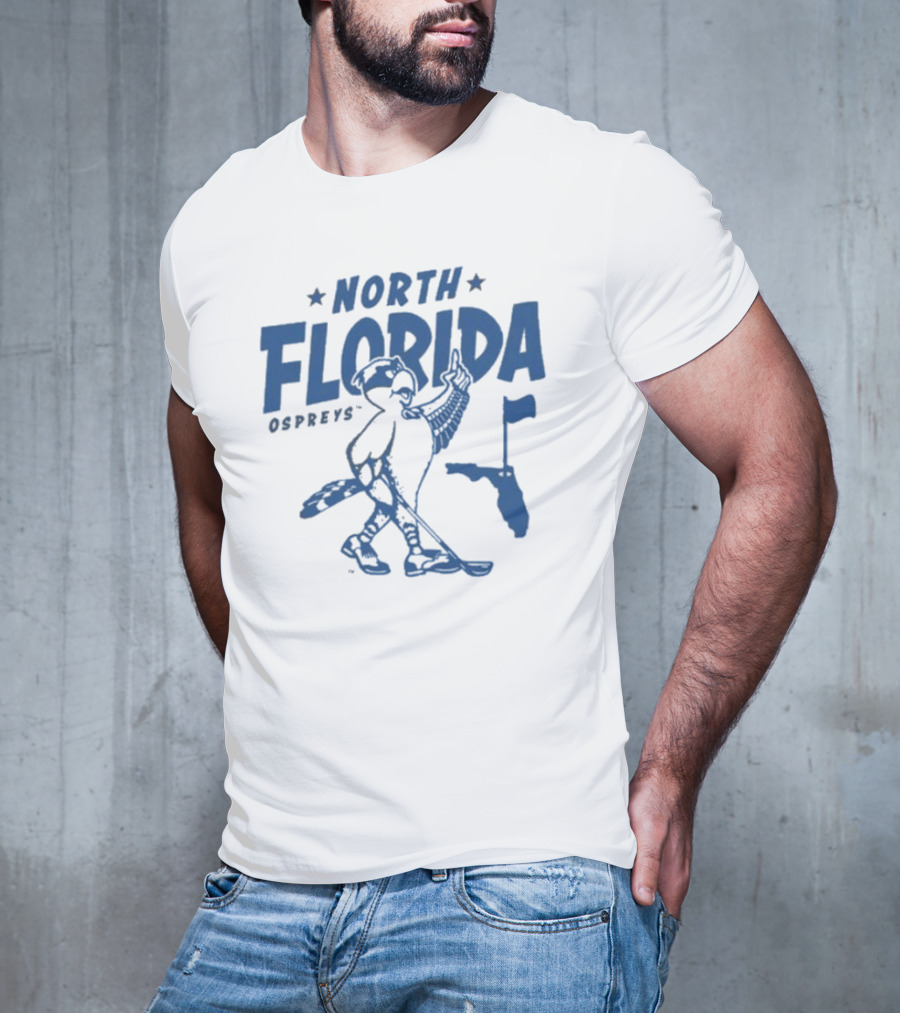 North Florida Ospreys Golfing Mascot Florida Map T-Shirt