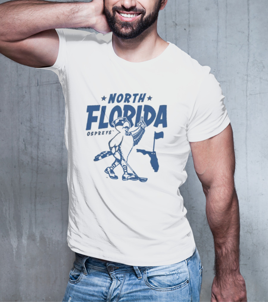 North Florida Ospreys Golfing Mascot Florida Map T-Shirt