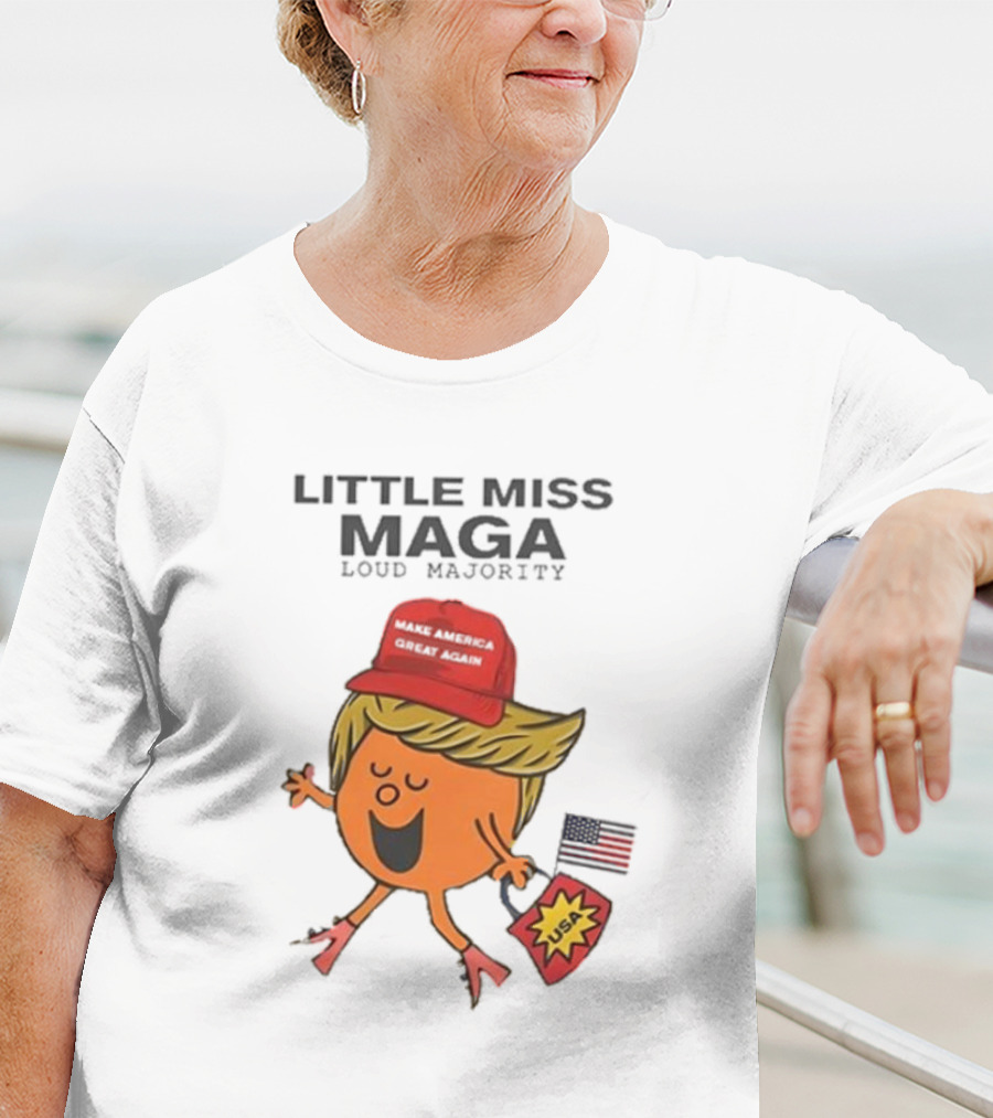 Little Miss Maga Make America Great Again Loud Majority USA Flag T-Shirt