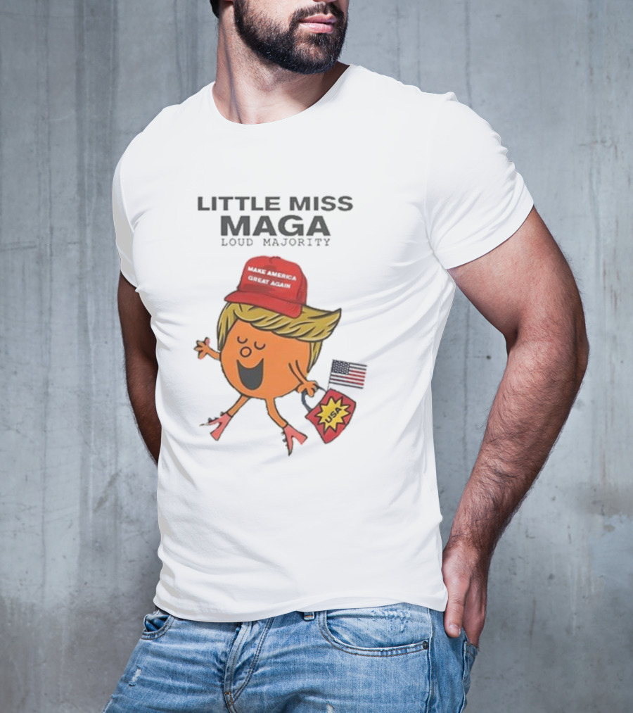Little Miss Maga Make America Great Again Loud Majority USA Flag T-Shirt