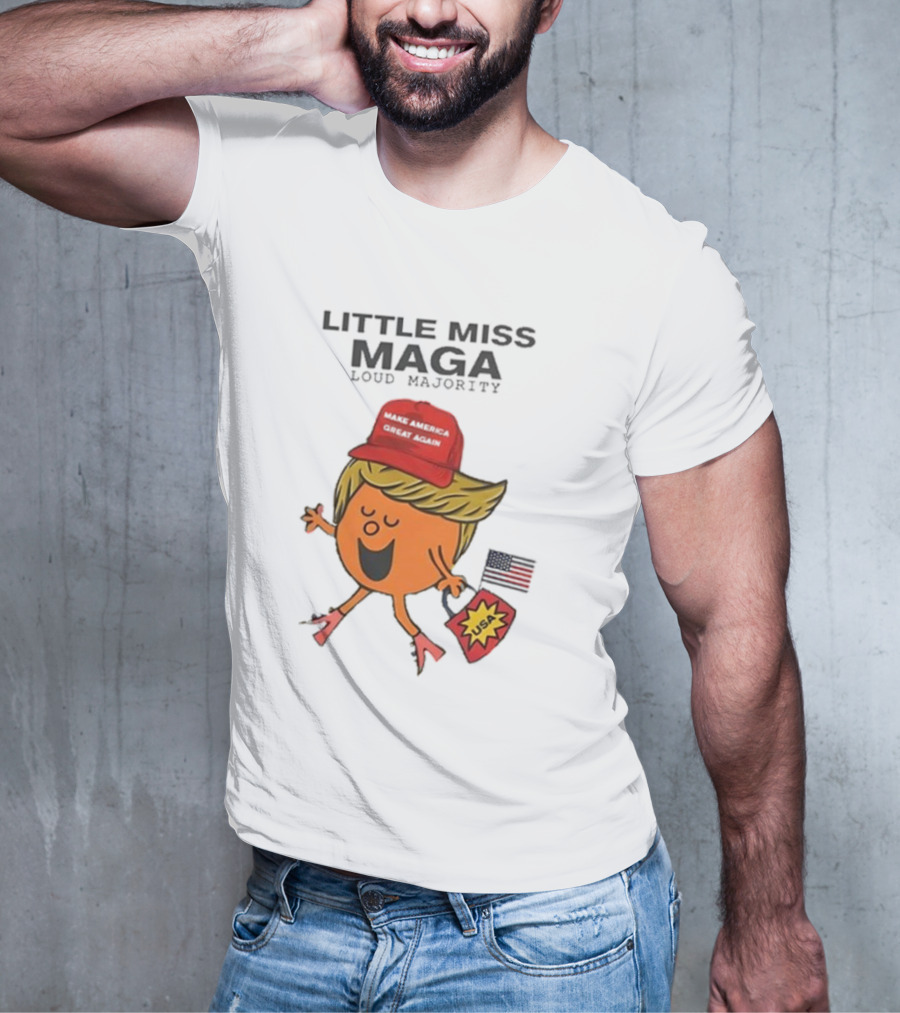 Little Miss Maga Make America Great Again Loud Majority USA Flag T-Shirt
