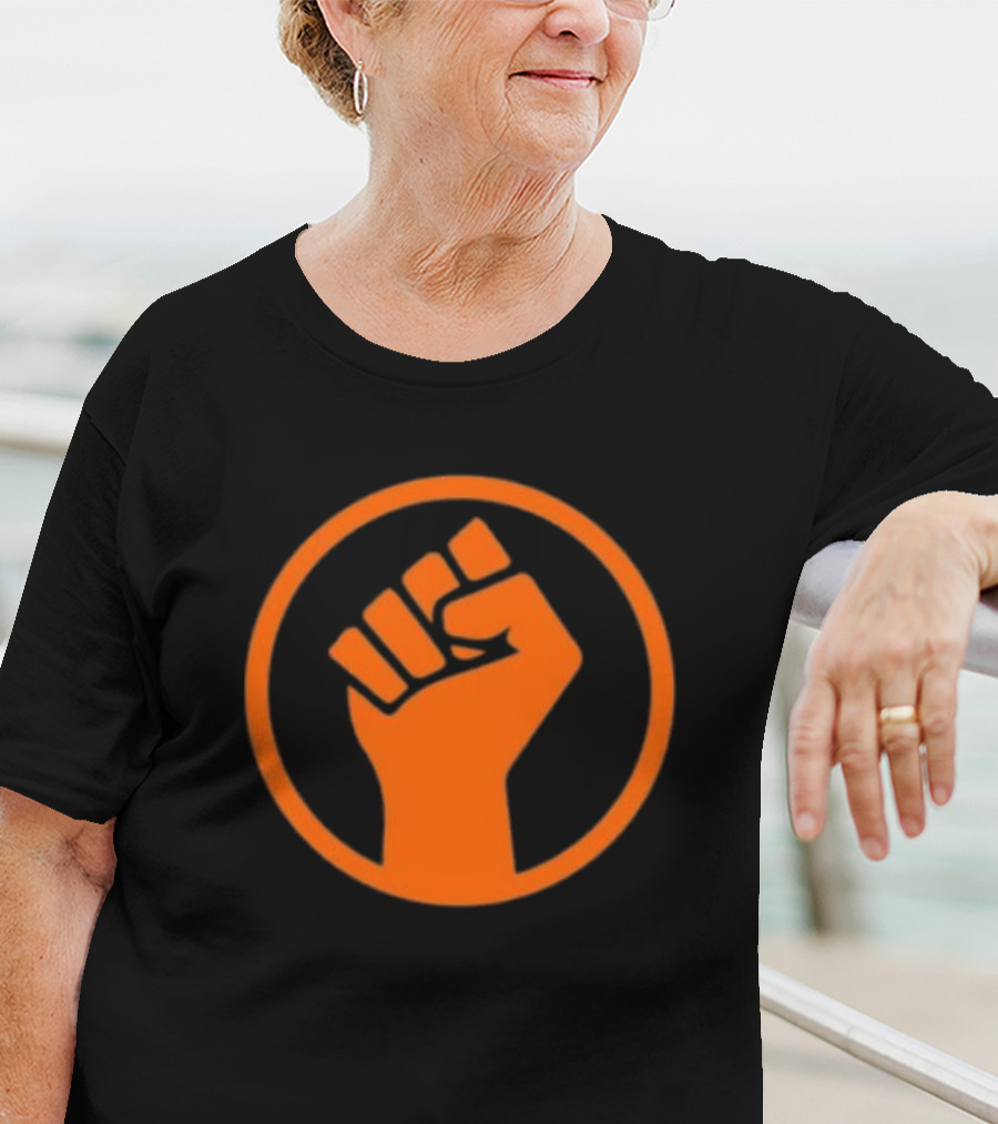 Mad Liberals Orange Fist Symbol In Circle T-Shirt