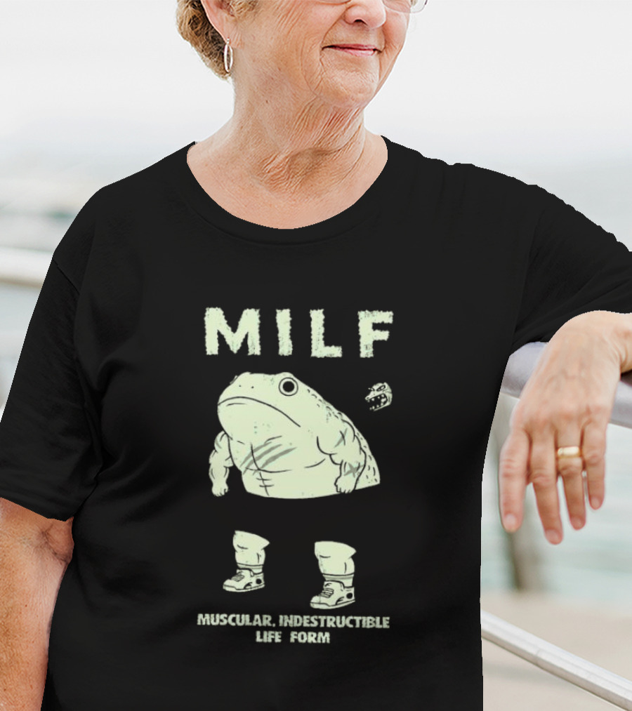 MILF Muscular Indestructible Life Form Frog With Sneakers T-Shirt