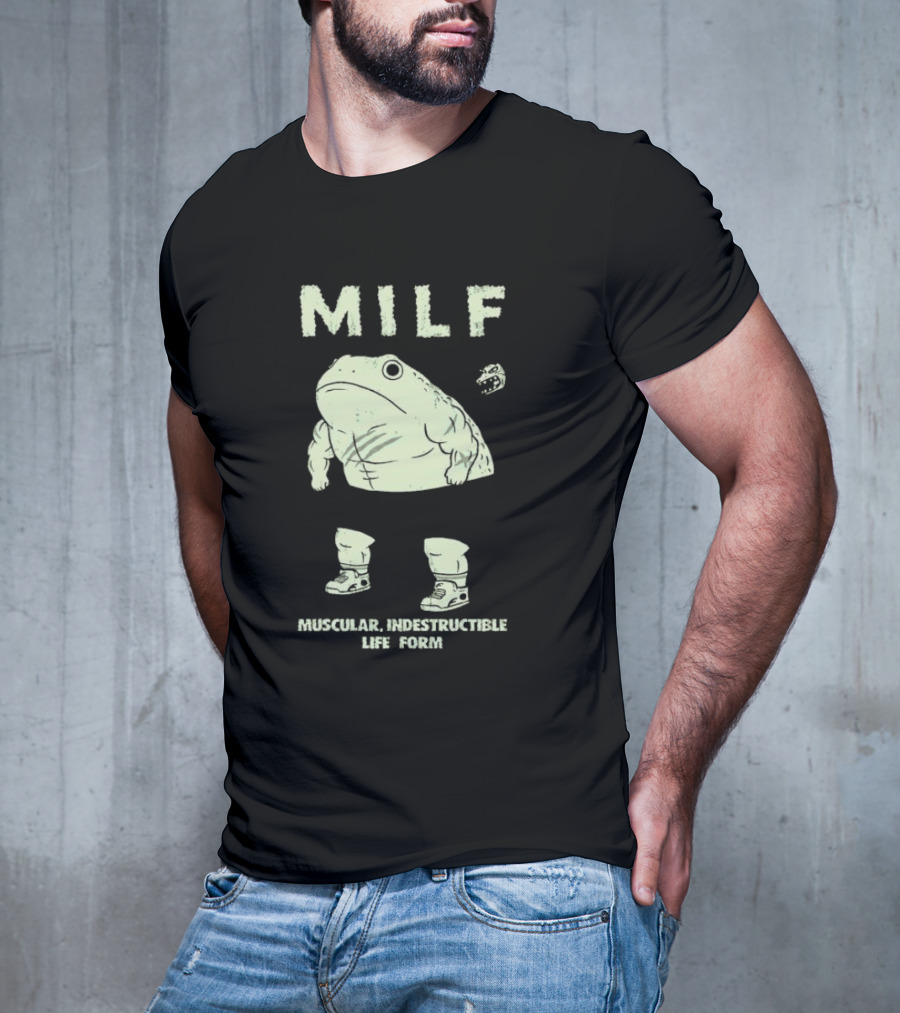MILF Muscular Indestructible Life Form Frog With Sneakers T-Shirt