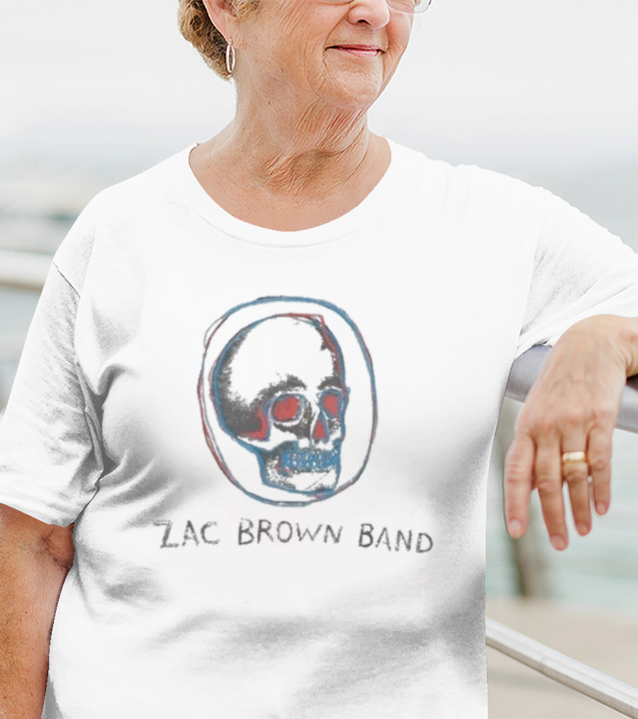 Zac Brown Band Red And Blue Skull Emblem T-Shirt