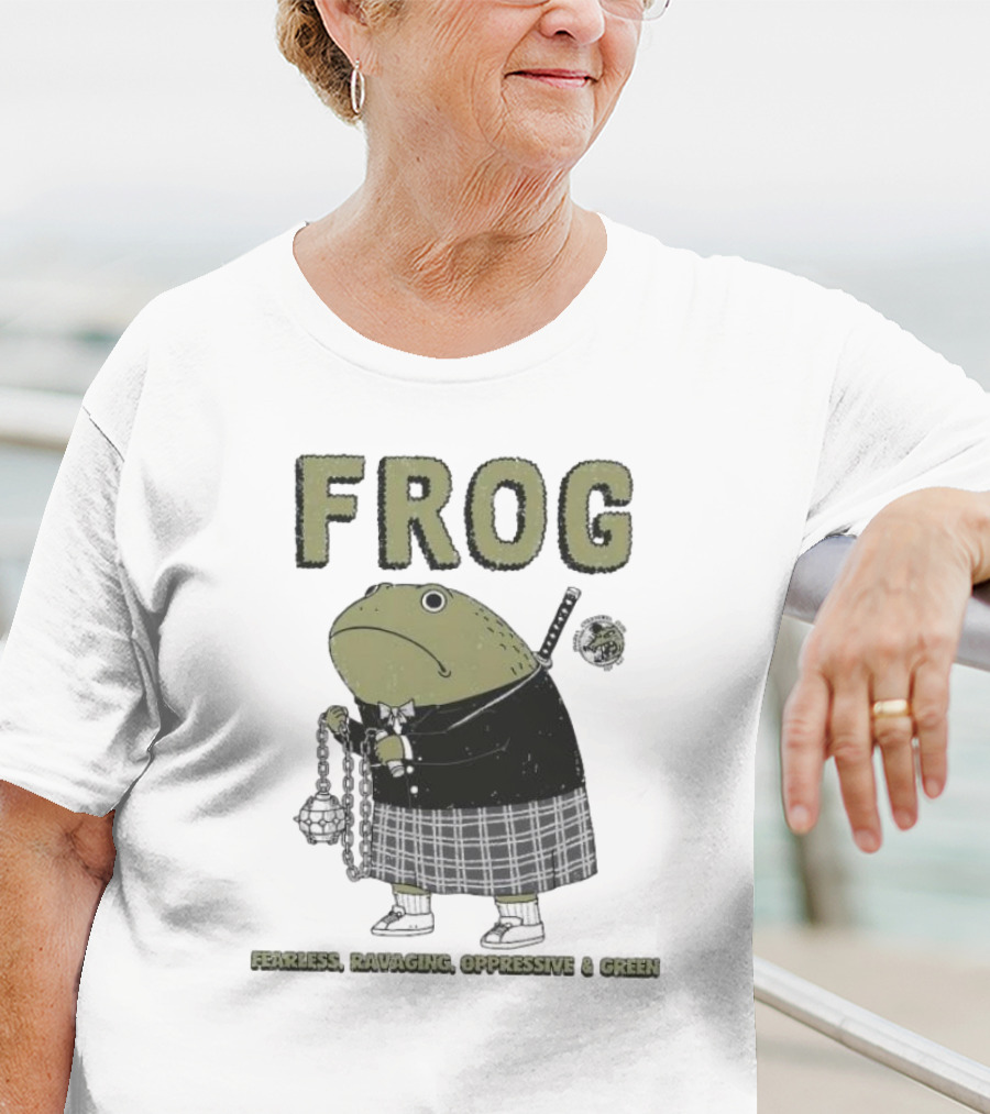 Frog Fearless Ravaging Oppressive And Green Plaid Outfit Chain Weapon T-Shirt
