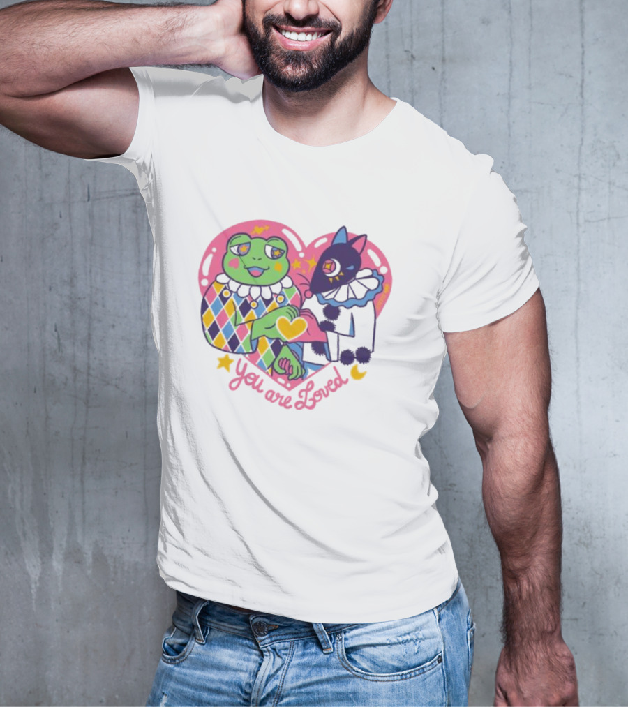 You Are Loved Harlequin X Pierrot Clown Heart Connection T-Shirt