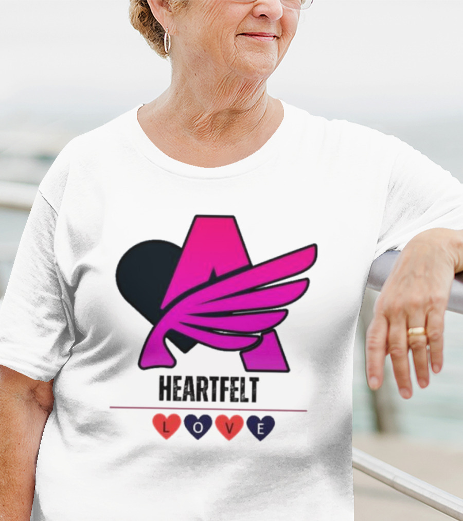 Heartfelt Love Pink Winged Heart T-Shirt