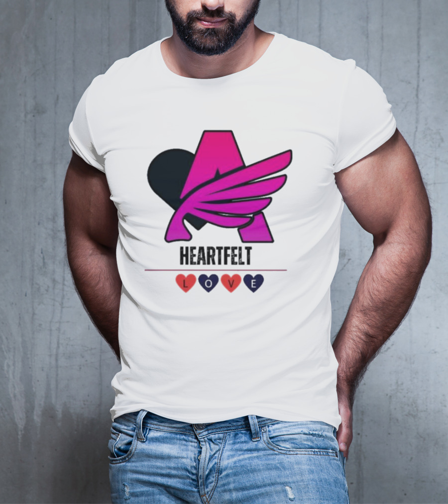 Heartfelt Love Pink Winged Heart T-Shirt