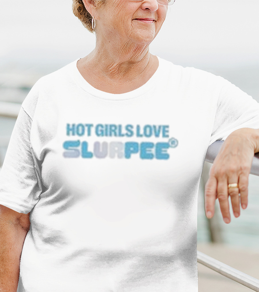 Hot Girls Love Slurpee® Refreshing Blue Text T-Shirt